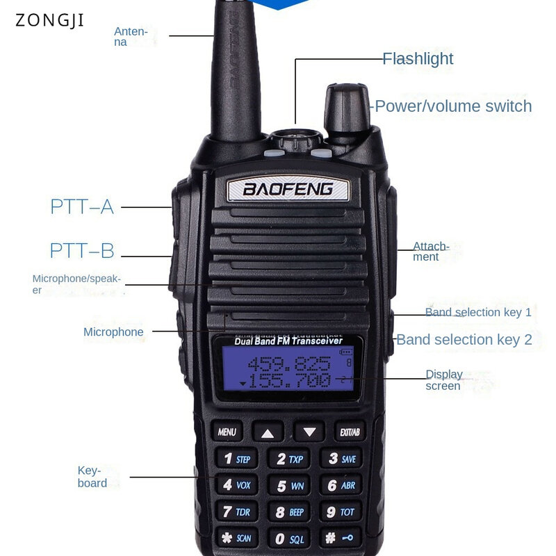 Aggiornamento BaoFeng UV-82 Optionl 5W Walkie Talkie 10KM Ham Radio 10KM Dual PTT 82HP facile da usare e portatile adatto per principianti