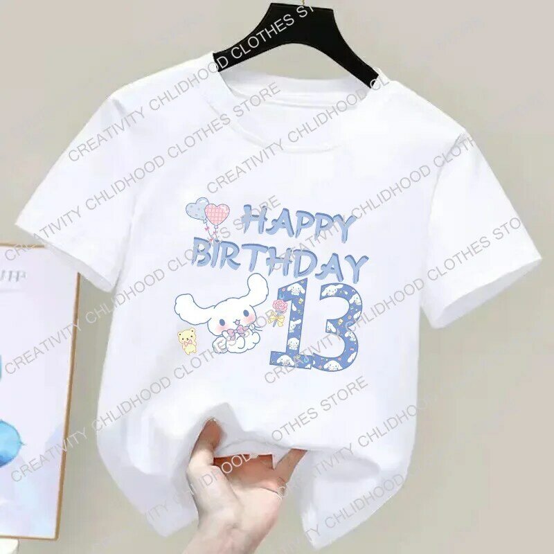 Camiseta de Cinnamorolls para niños y niñas, ropa informal con estampado de Anime Kawaii, número 123456789