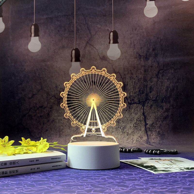 Small night light bedroom led bedside lamp Acrylic 3D table lamp gifts