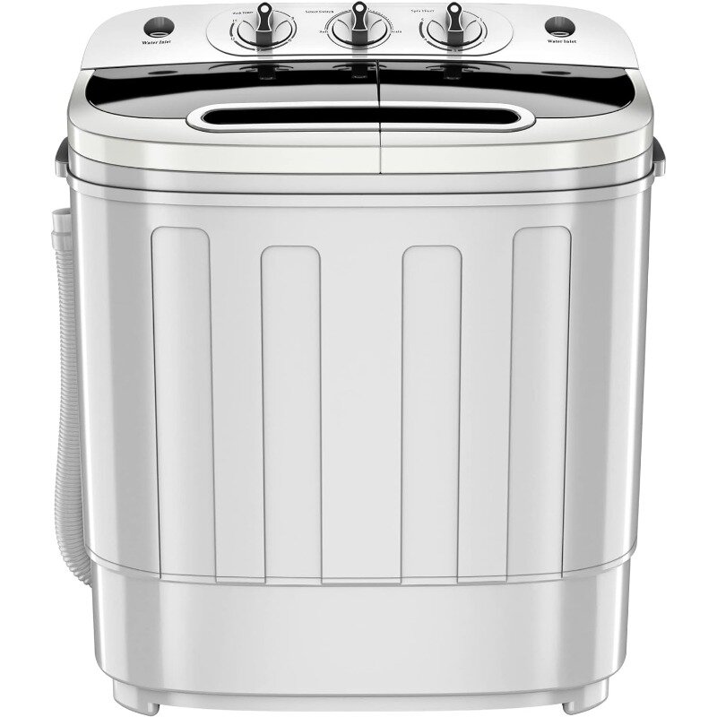 ZENY mesin cuci pakaian portabel, mesin cuci Mini bak ganda kapasitas 13lbs dengan pengering putar, Mesin cuci Ringkas