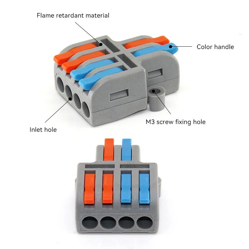 Miniconectores de Cable de cableado rápido, divisor compacto Universal, conductores eléctricos, bloque de terminales doméstico Push-in, 10/30/50 Uds.