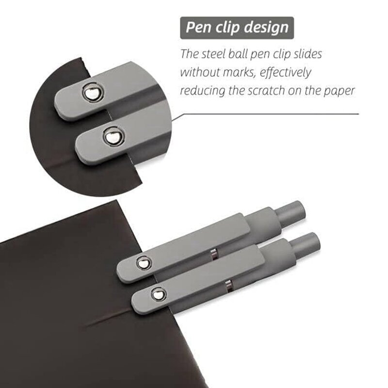 검정 잉크 펜, 고급 시리즈 개폐식 펜, 섬세한 포인트, 부드러운 쓰기 펜, 10 개, 0.5mm