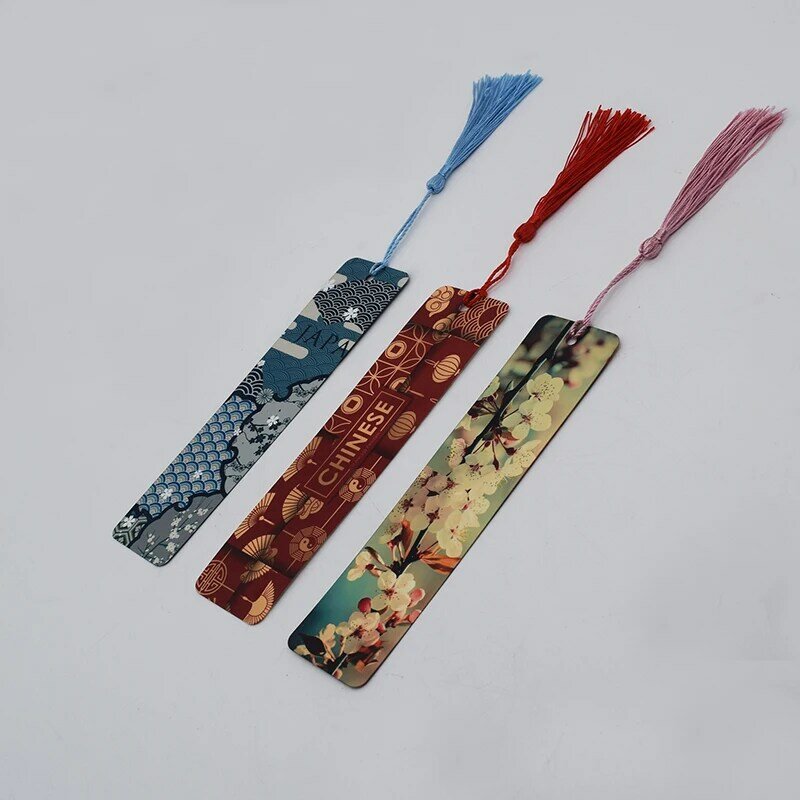 Free Shipping 20pcs 0.4mm Sublimation Blank PET plastic Bookmark Heat Transfer with Colorful Tassels Double Sides Print
