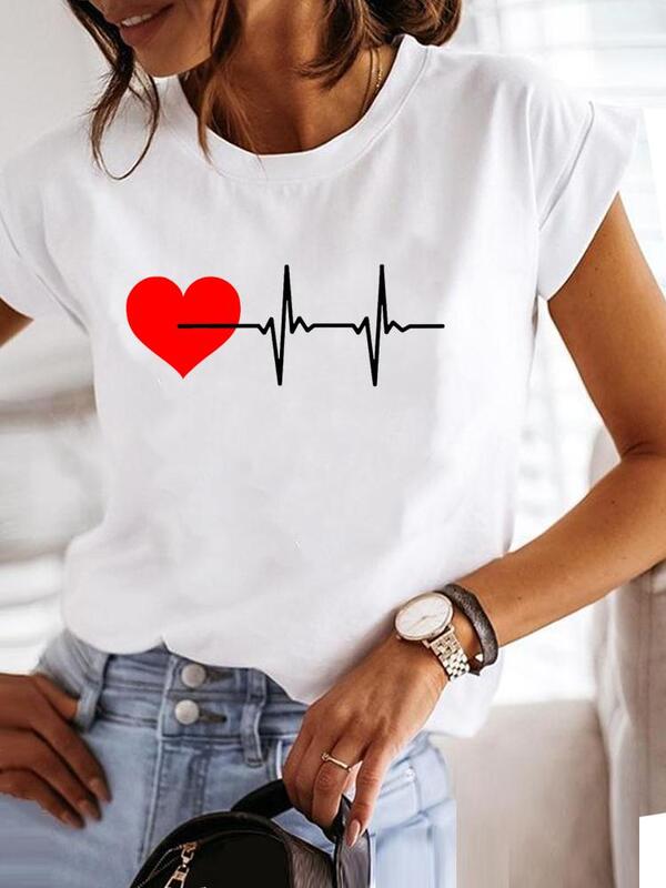 Love Style Trend Cute 90s Short Sleeve Print T Shirt Clothing Tee Women Graphic T-shirt Summer Clothes Fashion Female Top