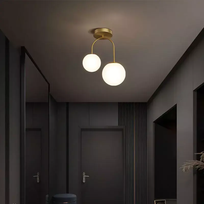 Nordic Glass Ball LED Ceiling Light Lamps For Aisle Corridor Balcony Hallway Bedroom Clockroom Home Decoration Indoor Lighting