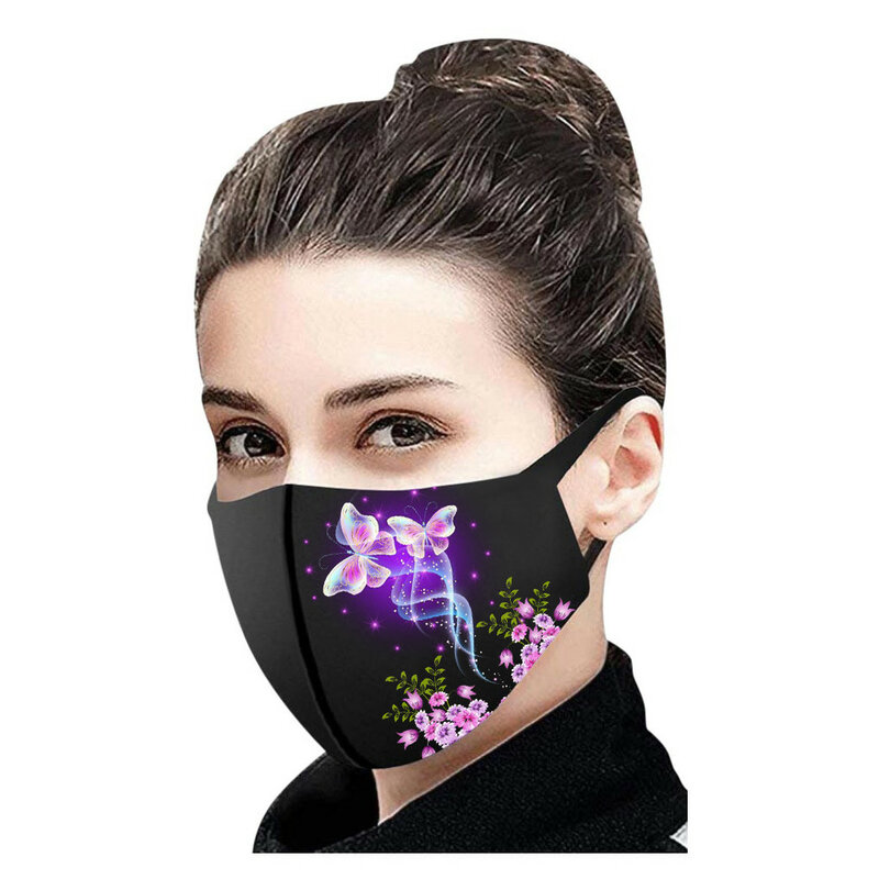 Masque de Protection Faciale Respirant et Confortable pour Femme, Imprimé, Lavable, Mode d'Extérieur, Cyclisme, Adulte, 1 Pièce