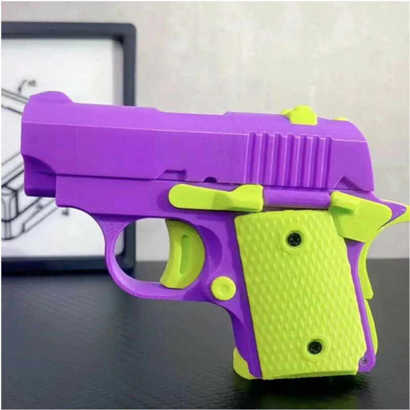 New 3D Gravity Gun Straight Jump Mini Pistol Model Anti-stress Fidget Toys Children Push Card Stress Relief Toy for Kids Adult