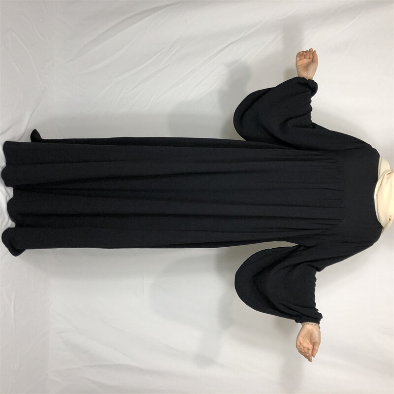 Vestido maxi elegante da oração do crepe para mulheres, punho elástico, abaya do islão, roupa muçulmana, EID, Ramadan modesto, moderno, novo, alta qualidade