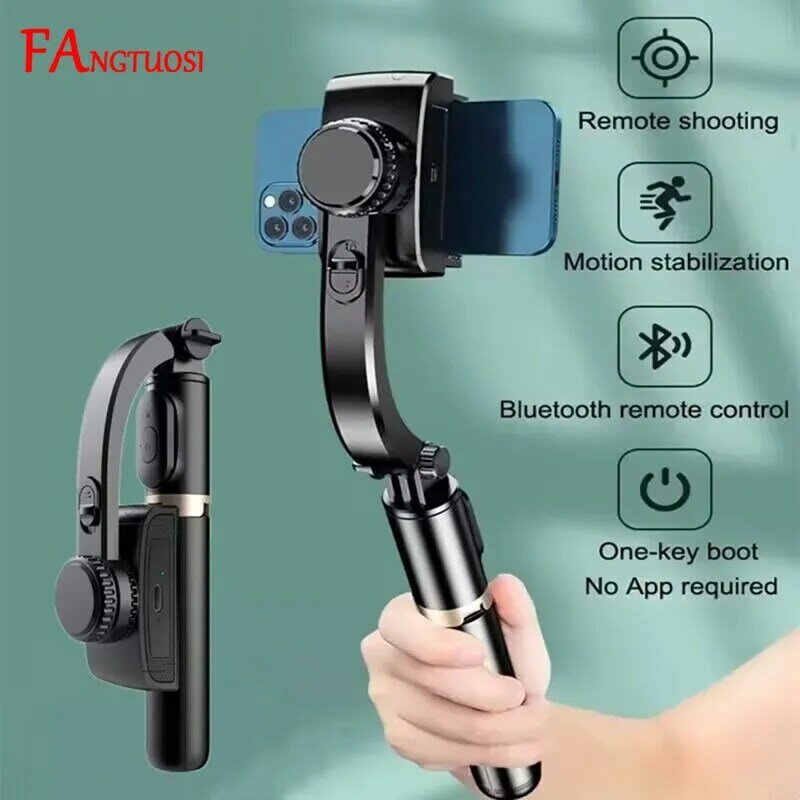 FANGTUOSI-Estabilizador de Vídeo Móvel, Bluetooth Selfie Stick, Estabilizador de Gimbal para Smartphone, Live, Vertical Shooting Bracket