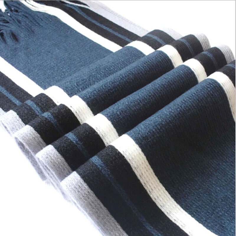 2023 Hot Sale Basic Men Autumn Winter Warm Thick Long Striped Scarf Wild Casual Large Size Scarf 4 Colors