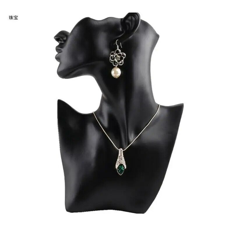 X5QE práctico soporte para anillos y collares, estante exhibición en forma maniquí para amantes joyería