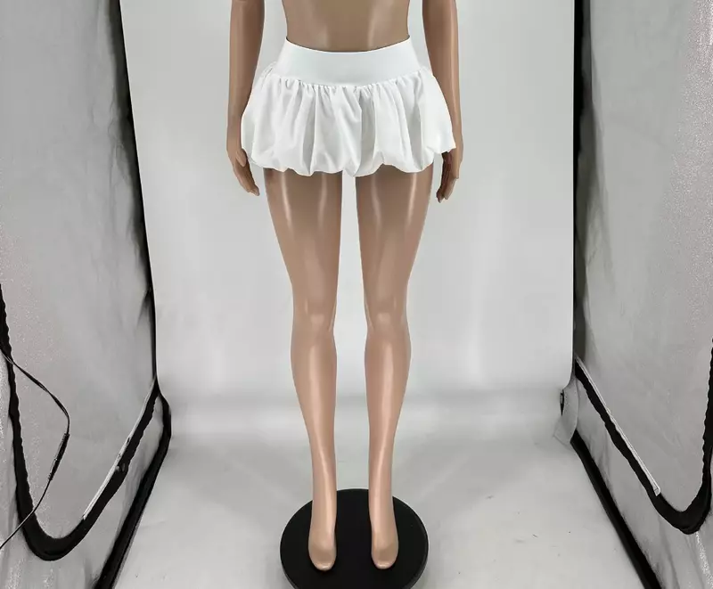 Rok Mini Puff Y2K Streetwear 2024 seksi lucu pakaian wanita modis musim panas pakaian pensil pinggang tinggi rok lipit gelembung pendek