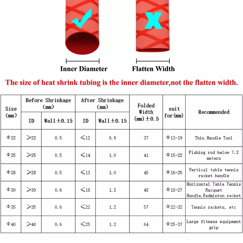 Dupla Cor Anti Slip Heat Shrink Tubing, DIY Proteção de Isolamento, Pesca Rod impermeável, Sleeving, 20mm, 22mm, 25mm, 30mm, 35mm