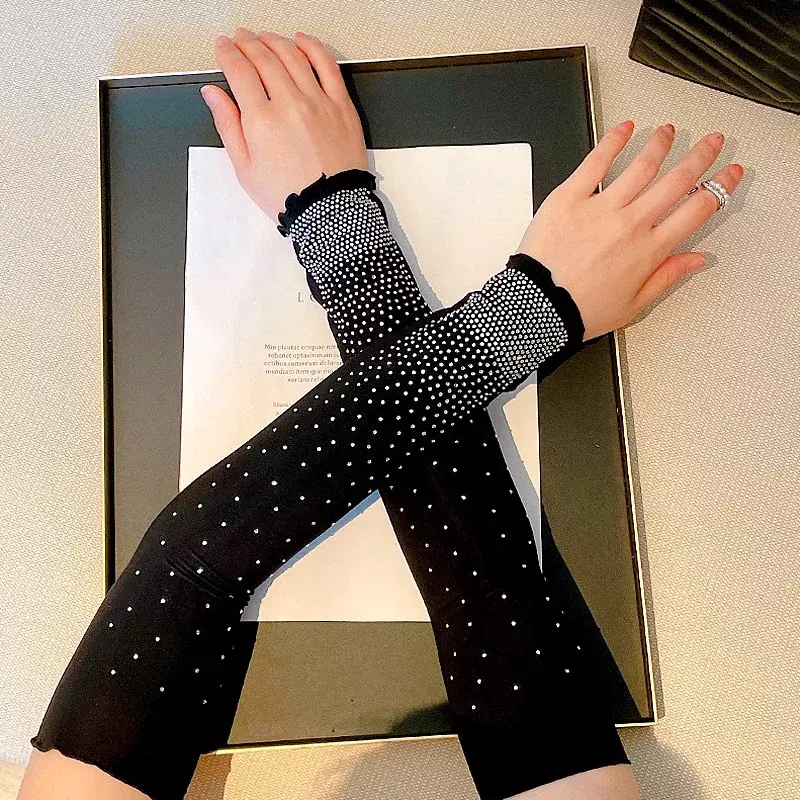 2023 Fashion Arm Sleeves guanti senza dita a maniche lunghe con strass protezione solare estiva copertura del braccio di guida guanti da arrampicata per escursionismo