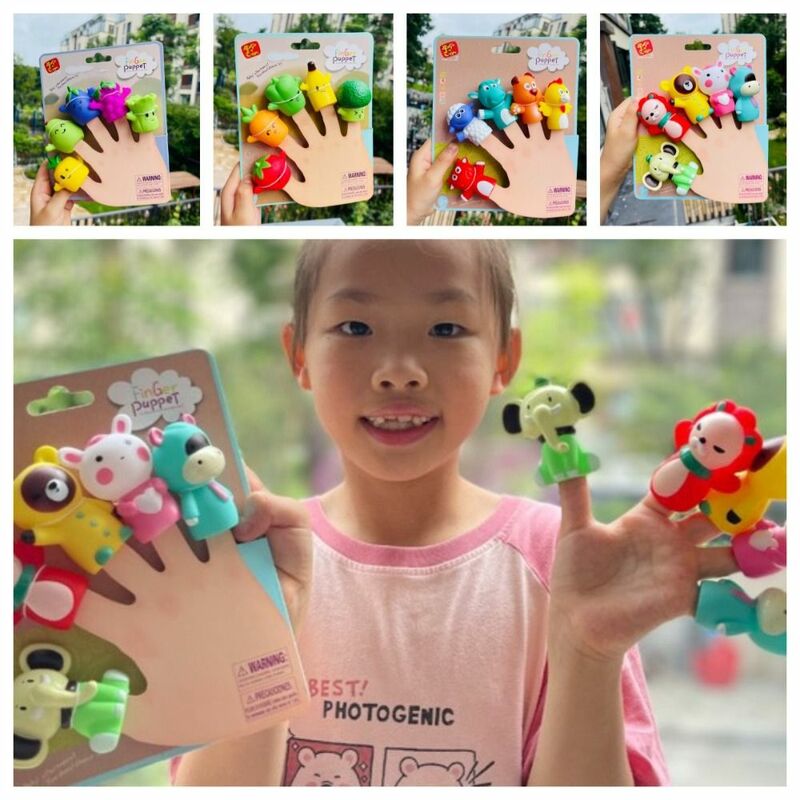5 stücke bunte Mini Tier Handpuppe Montessori pädagogische Spielzeug puppe Finger puppe Spielzeug Set Beißring Kau spielzeug Kaninchen