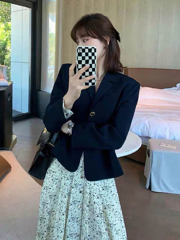 Blazer Wanita Gaya Korea Solid Musim Semi Longgar Elegan Lembut Semua Cocok Harajuku Streetwear Pakaian Lengan Panjang Diskon Besar Chic