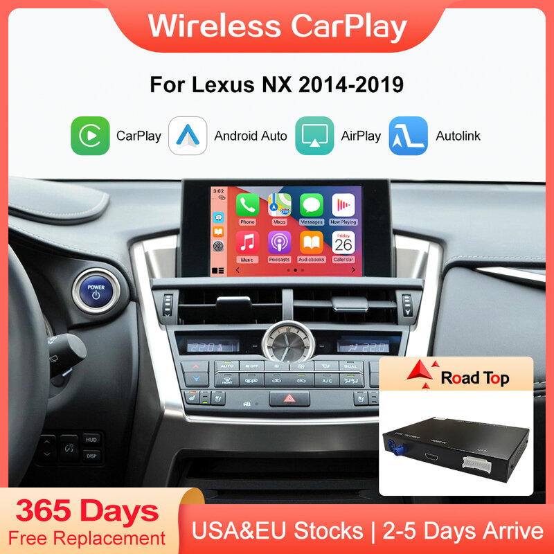 ไร้สาย Apple CarPlay Android Auto Decoder สำหรับ Lexus RX 2016-2019,พร้อม MirrorLink AirPlay กล้องด้านหลัง HDMI Car Play ฟังก์ชั่น