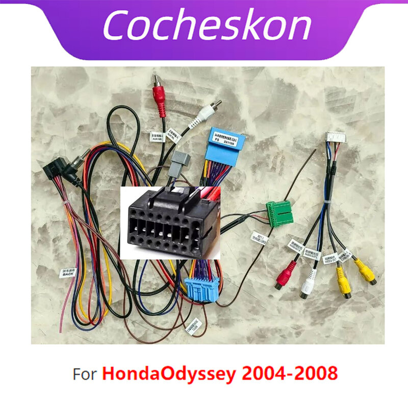 Adaptador de arnés de cableado de 16 pines para coche, decodificador de caja Canbus, Cable de alimentación de Radio Android para Honda Odyssey 2004-2008
