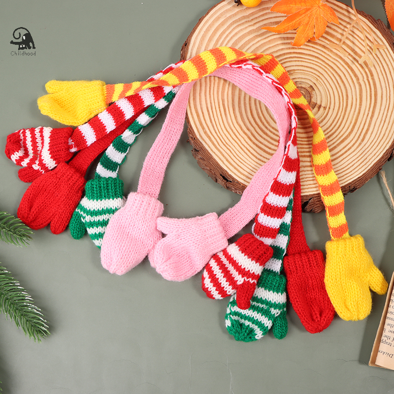Mini cachecol de tricô chapéu e luva boneca Headwear Dollhouse, decoração da cena do Natal, traje de estimação pequeno, acessórios para vestir, 1/12