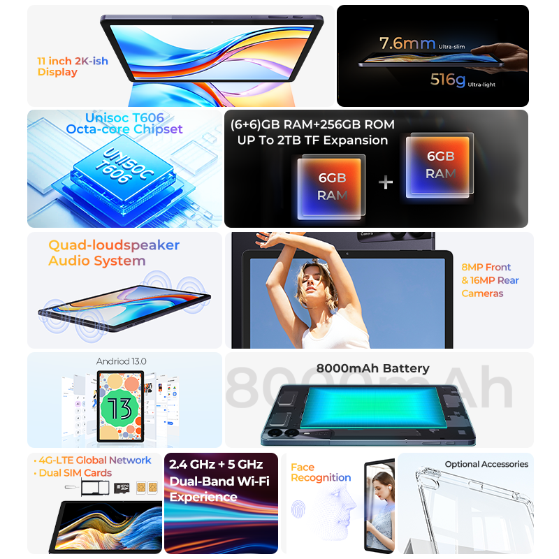 HOTWAV-Modo PC Tablet Pad 11, Widevine L1, Bateria 8000mAh, 12 6 + 6GB RAM, 256GB ROM, Quad-Speaker, Widevine 11 ", Modo PC