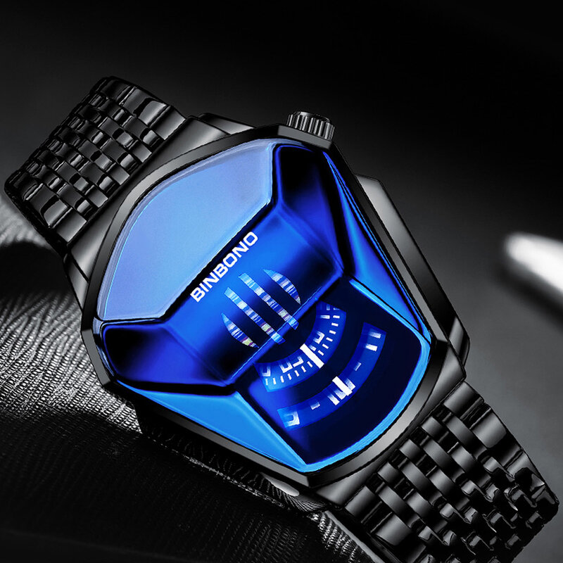 Relógio de quartzo para homens relógio de aço inoxidável preto masculino relógio de pulso de aço inoxidável