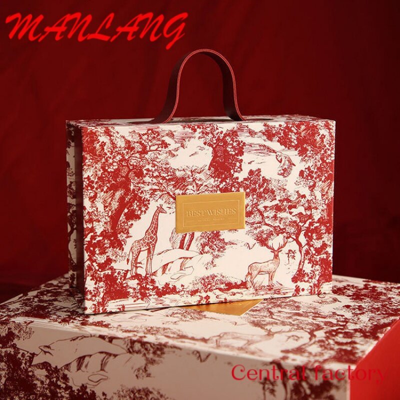 Custom  Custom Logo Luxury Wedding Sugar Cardboard Magnetic Folding Gift Box With Handle Closure