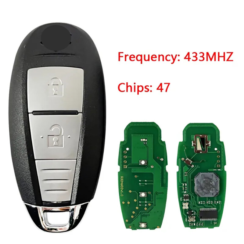 CN048015 przycisk inteligentnego klucza na rynek wtórny 2 dla Suzuki Swift SX4 Vitara 2010-2016 zdalnego sterowania 433MHz PCF7952 / ID47 FCCID TS008