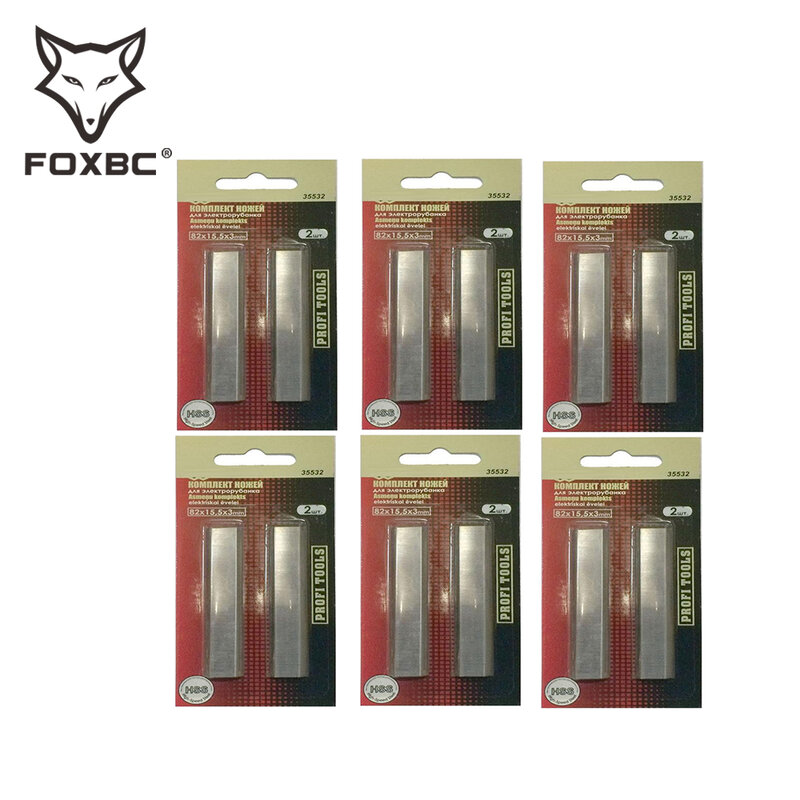 Лезвия для строгального станка FOXBC 82x15,5x3 мм, ножи для INTERSKOL P82, BAIKAL E313, деревообрабатывающие электроинструменты, аксессуары, 6 упаковок