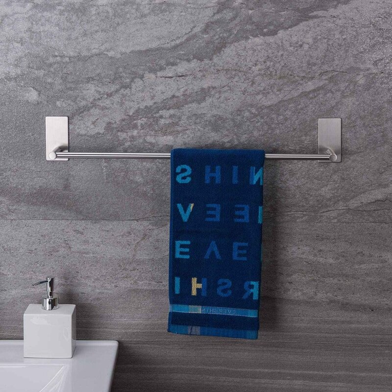 Barra de toalla autoadhesiva AT35, soporte de toalla de baño de 16 pulgadas, colgador adhesivo de acero inoxidable para pared