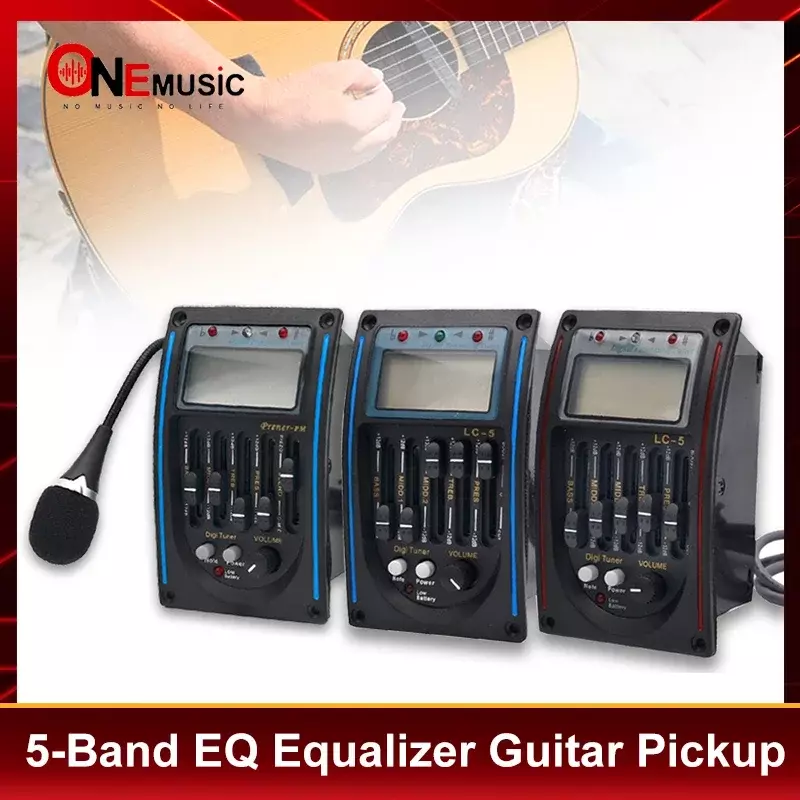 LC-5/4 5 Band Acoustic Guitar Preamp EQ Equalizer Pickup Tuner System with Micro Phone Pickup for Acoustic Guitar