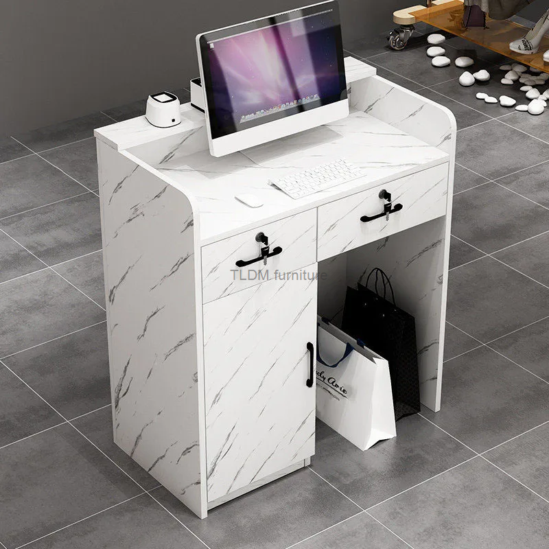 Nowoczesne biurka recepcyjne Meble biurowe biała minimalistyczna recepcja firmowa Mały sklep odzieżowy Recepcja Lada kasowa Z