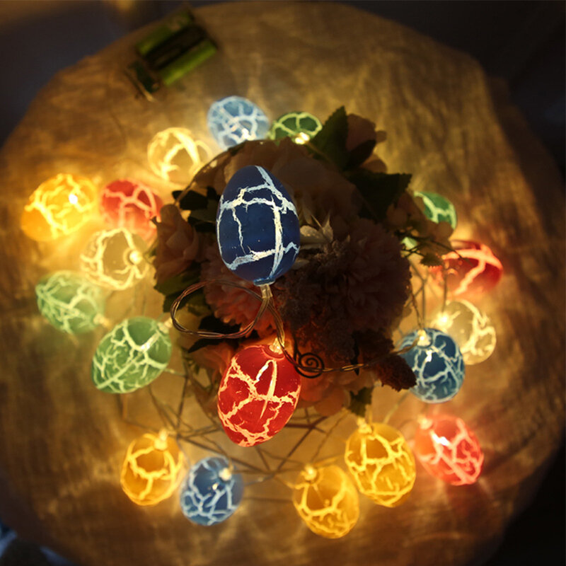 Páscoa Decoração String Lights, 20 Egg Cracked LED, Luzes pastel coloridas, 10Ft