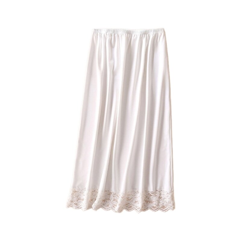 Женская длинная нижняя юбка с полуслипом под платьями, эластичная талия, кружевная отделка, нижняя юбка