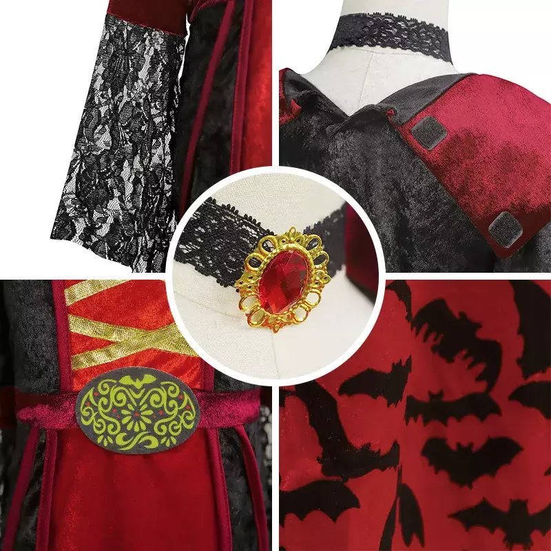 Costume de Vampire, Déguisement d'Halloween, Uniformes de ix, Robe de Cosplay pour Bol, Vêtements SAFmesurost pour Enfants, Robe de Scène de Carnaval
