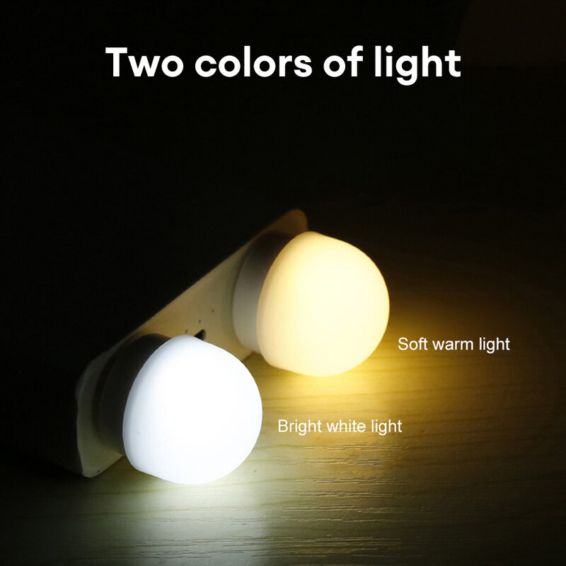 Lâmpada plug-in LED branco quente, luz noturna USB, portátil, economia de energia, leitura, casa, meio ambiente, 1 pc