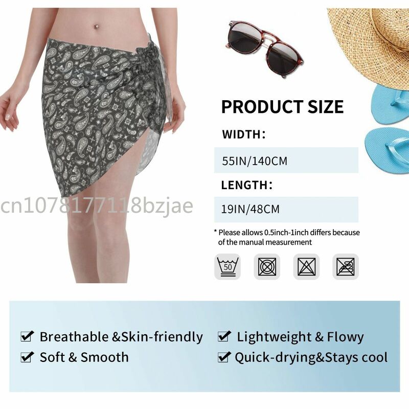 Paisley Sexy Women Beach Cover Up Wrap Chiffon Swimwear Pareo Sarong Beachwear See Through Bikini Cover Ups Skirt Swimsuit