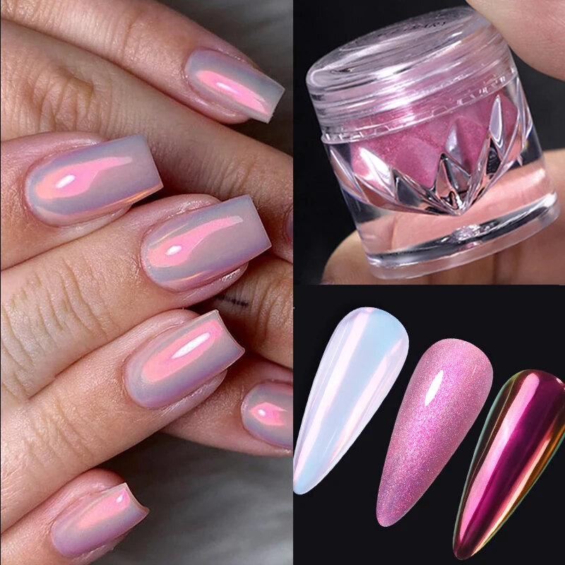 NICOLE DIARY-Polvo de uñas Aurora, pigmento cromado, perla, polvo de roce metálico, efecto camaleón, decoración de manicura con purpurina