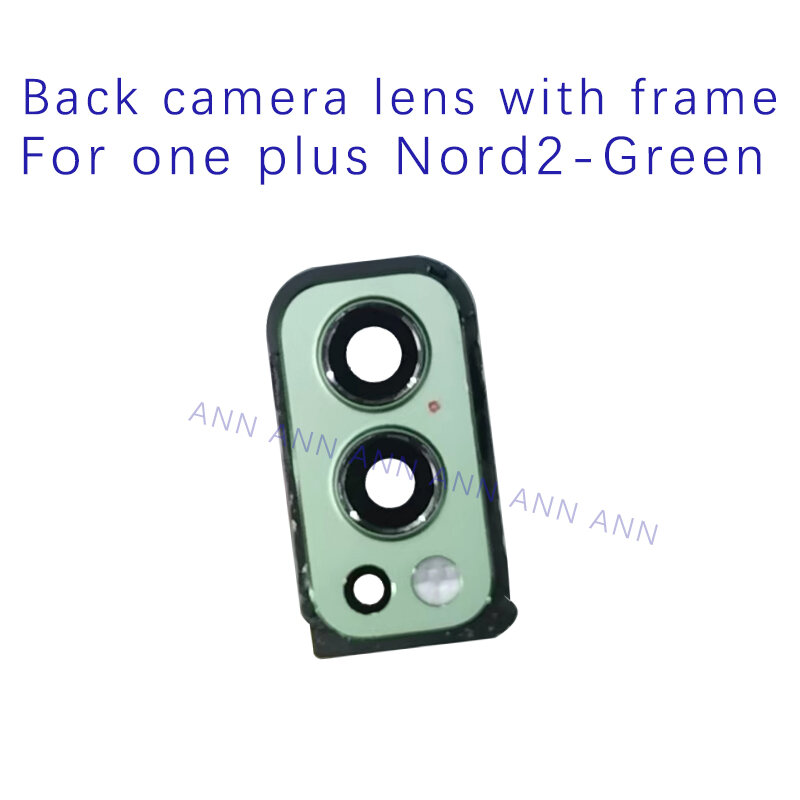 Objectif en verre de caméra avec cadre, pièces de réparation de smartphone, vert, original pour Oneplus Nord 2, 1 + Nord 2