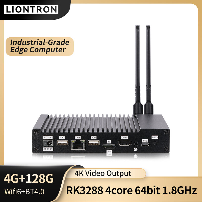 Liontron Industrial bez wentylatora minikomputer 2 COM RockChip czterordzeniowy Andriod Mini PC 2 * RS232 WiFi 6 * USB Ubuntu Linux PC