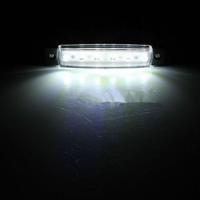 Sturdy and Reliable White 12V 6 LED Side Marker Light for Trailer Truck Boat Bus, Enhances Safety and Adds Visual Appeal