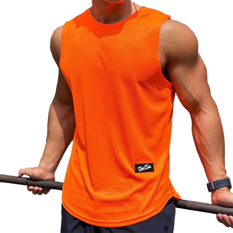 Gloednieuwe Tanktop T-Shirt Dun Vest Comfortabele Mode Fitness Mannelijke Sneldrogende Mouwloze Zachte Effen Kleur
