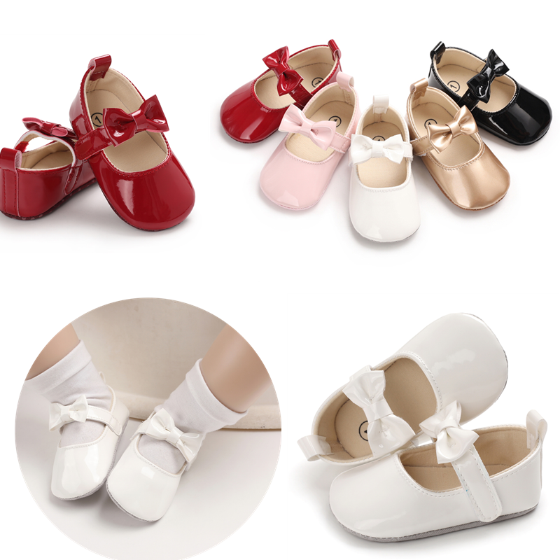 Primavera e autunno nuovo stile scarpe bambina moda bambino Binyag appartamenti principessa fiocco suola morbida sandali da battesimo per bambini appena nati