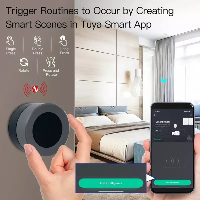 Nowy Tuya ZigBee inteligentne pokrętło przełącznika bezprzewodowy przełącznik sceny przycisk kontroler zasilany z baterii scenariusz automatyki Smart Life App