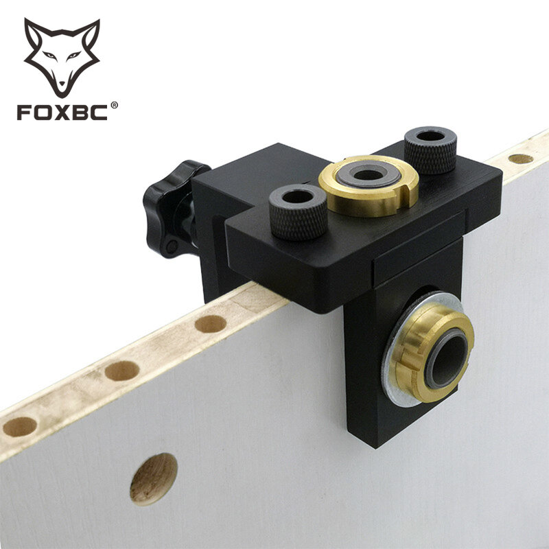 Foxbc木工3in1調整可能なダボジグ8/15mmドリルビットポケットホールジグガイドキット