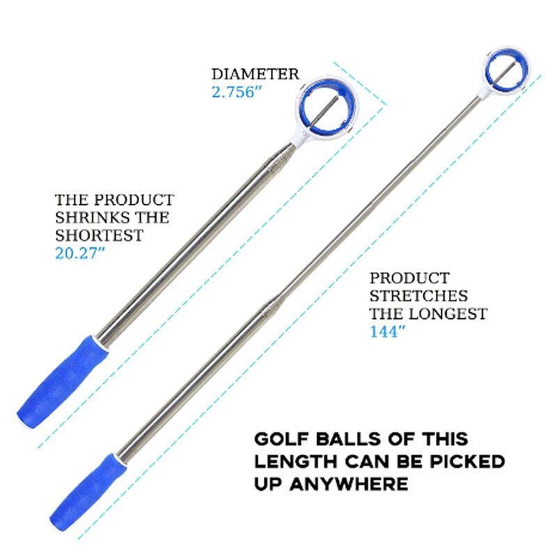 9FT Teleskopik Portabel Baru Bola Golf Retriever Poros Baja Tahan Karat Bola Golf Pemetik Bola Ambil Sendok Pengunci Otomatis Scoo