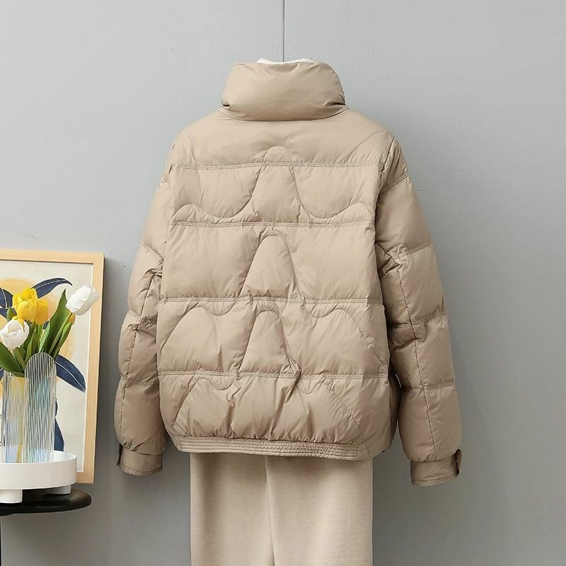 Casaco feminino com gola em pé, jaqueta solta, moda quente, novo, inverno, 2023