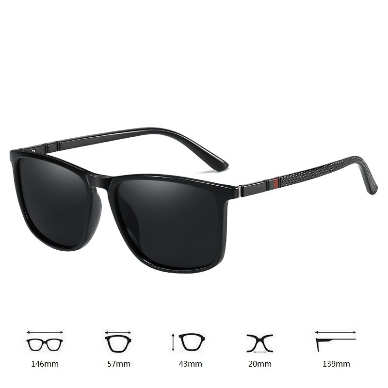 Kacamata Hitam Terpolarisasi Antik Persegi Mewah untuk Pria Wanita Mode Kacamata Matahari Antisilau untuk Perjalanan Berkendara Kacamata TR90 Pria UV400