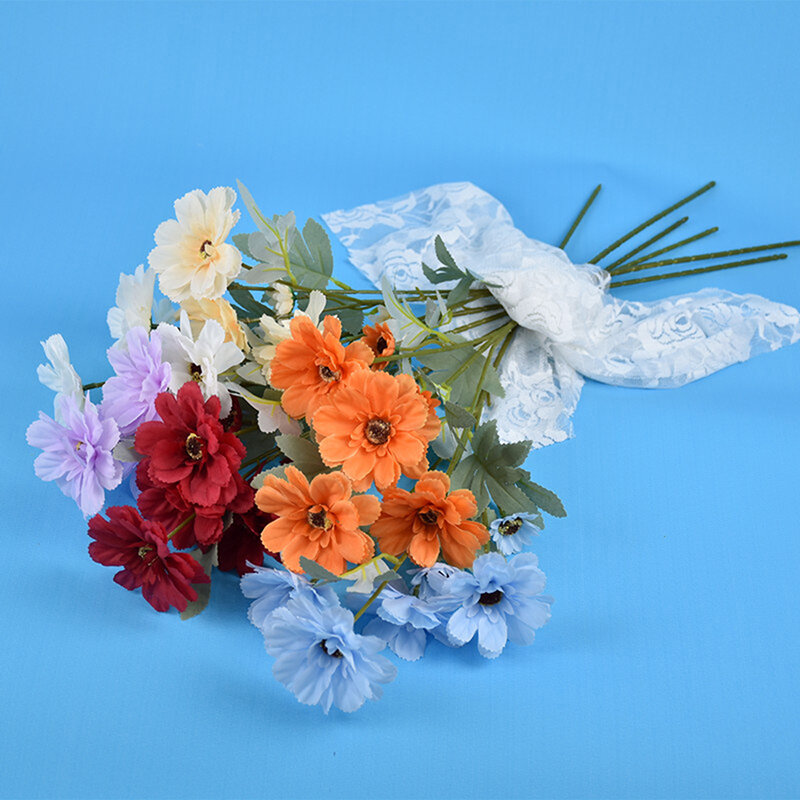 Flor artificial do crisântemo para a decoração, Flores falsificadas para a decoração home e do casamento, 6 cabeças