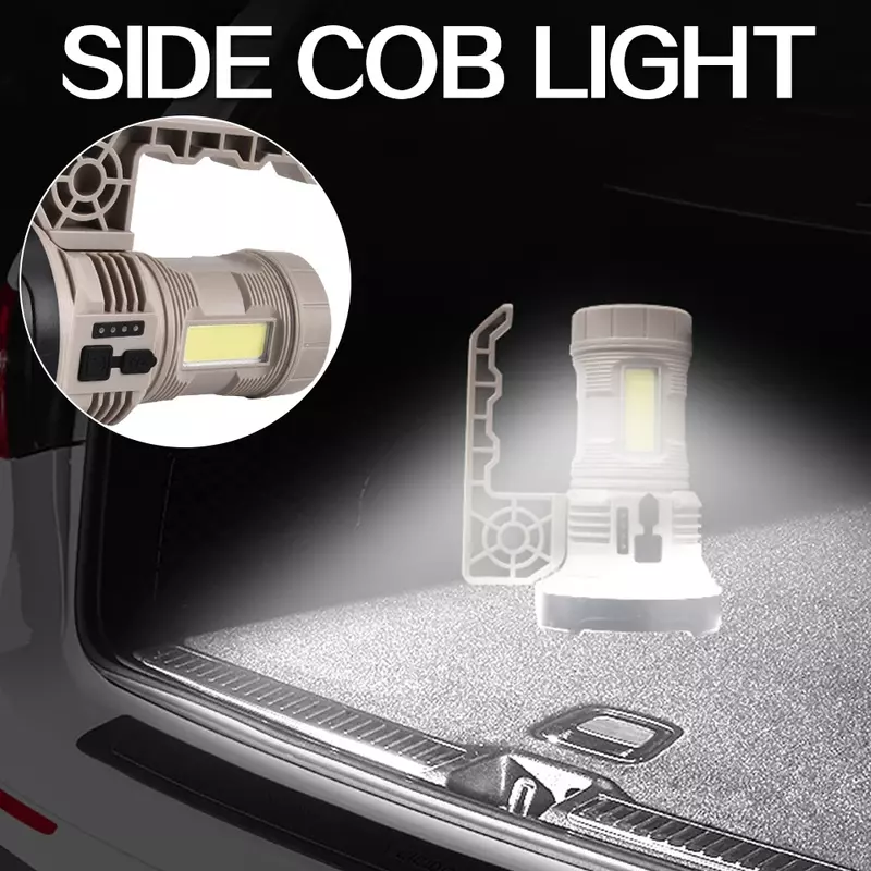 Linterna LED impermeable recargable, reflector portátil, linterna de Camping con luz lateral, USB C, linterna de inundación de largo alcance para exteriores