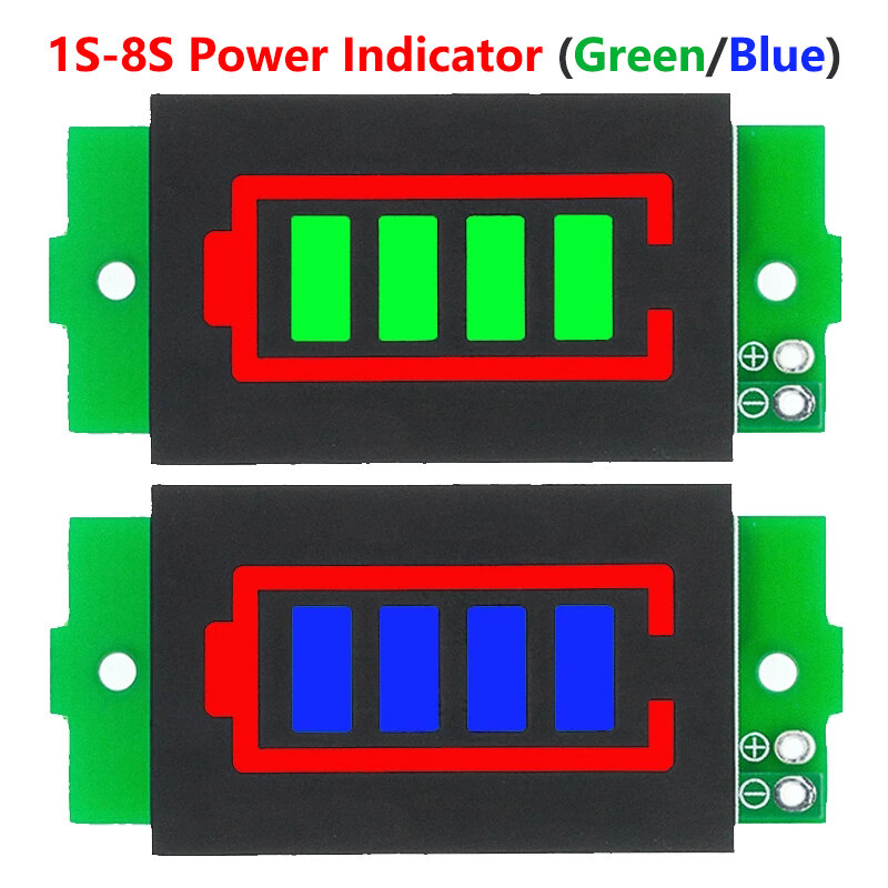 1-8S 1S/2S/3S/4S Modul Indikator Kapasitas Baterai Lithium 3.7V Tunggal Display 4.2V Penguji Daya Baterai Kendaraan Listrik Li-ion